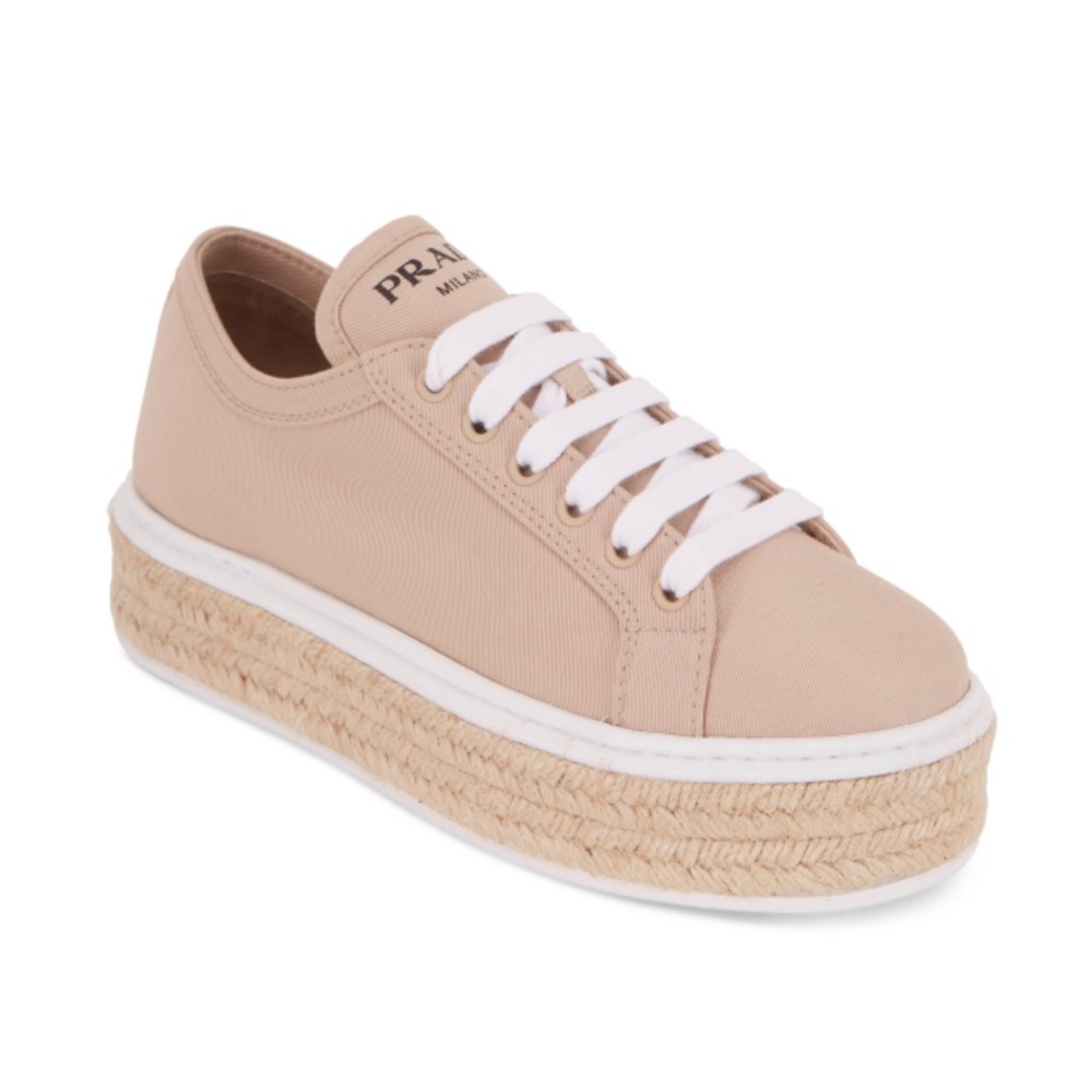Natural Gabardine Espadrille Wedge Sneaker, 45mm